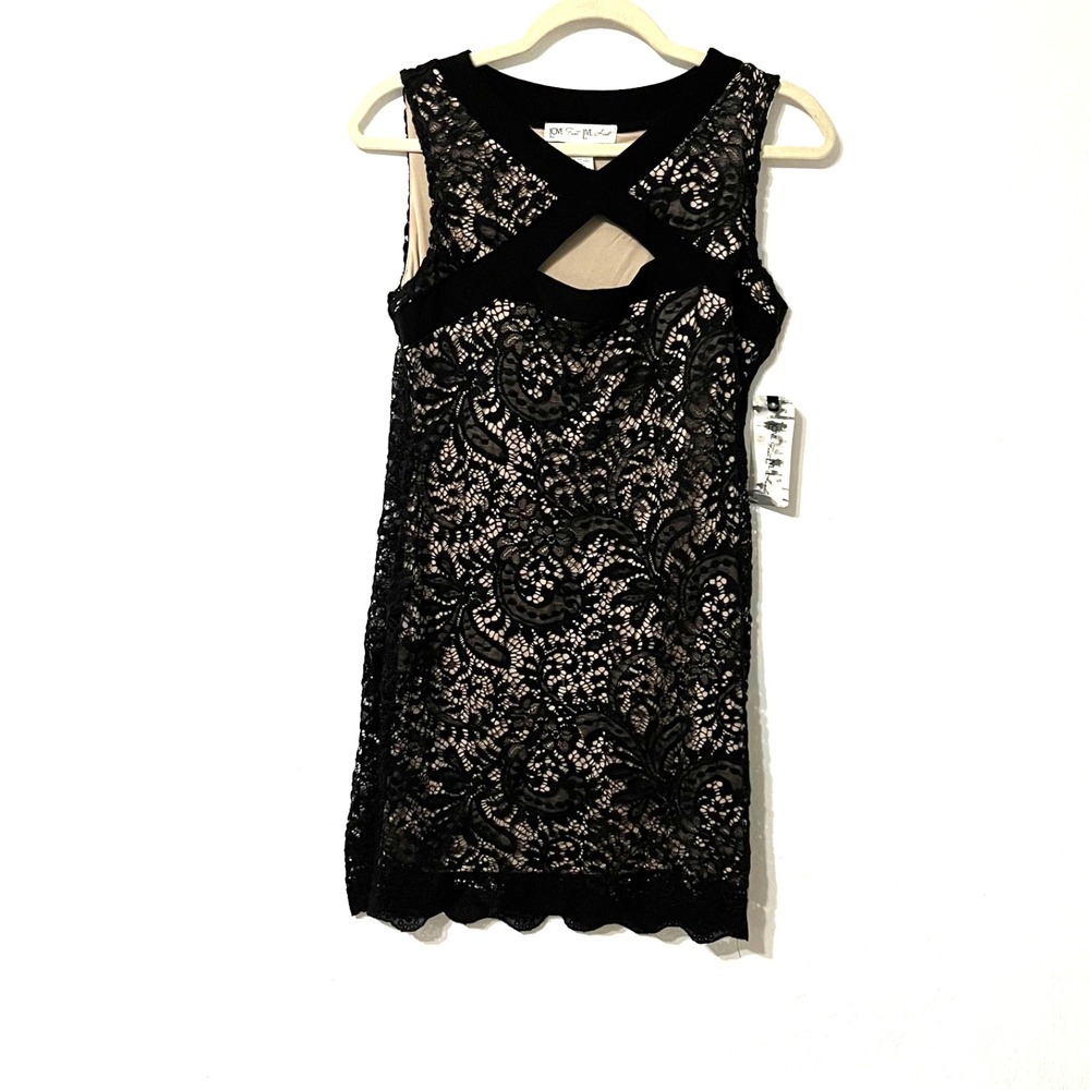 Women Black Lace Shift Cocktail Dress sz M Coquette Classic Glamour Elegant Goth - Picture 2 of 7